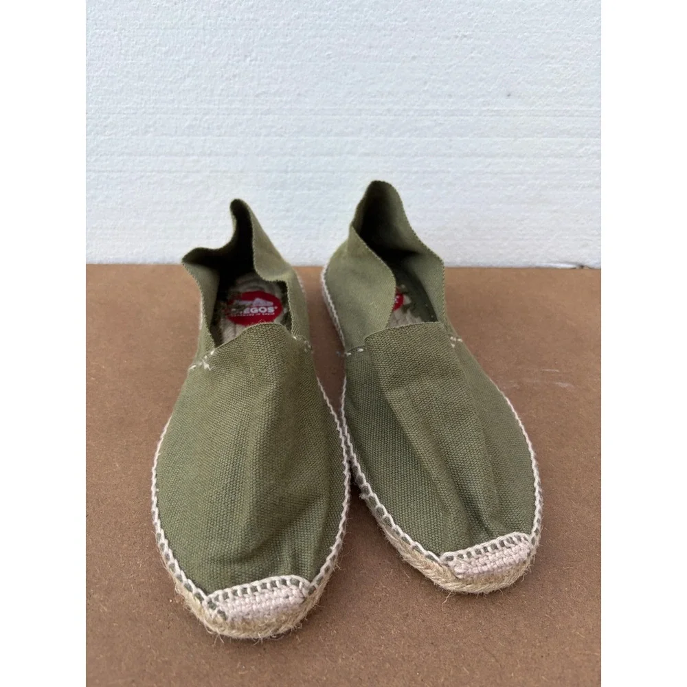 Diegos Handmade in Spain Olive‎ Green Canvas Espadrilles Jute Slip On Flats 37